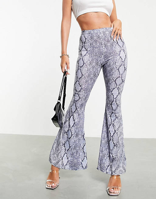 Fashionkilla flared trouser in snake print
