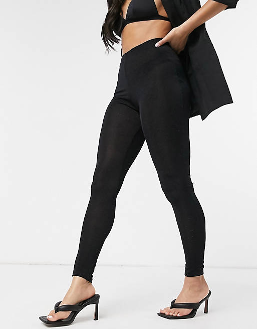 Fashionkilla glitter leggings in black | ASOS