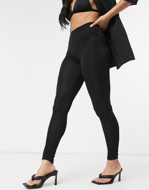 Plt Petite Black Slogan Waistband Leggings