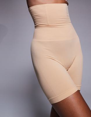 Fashionkilla Fashionkilla high waisted shaping shorts in beige-Neutral