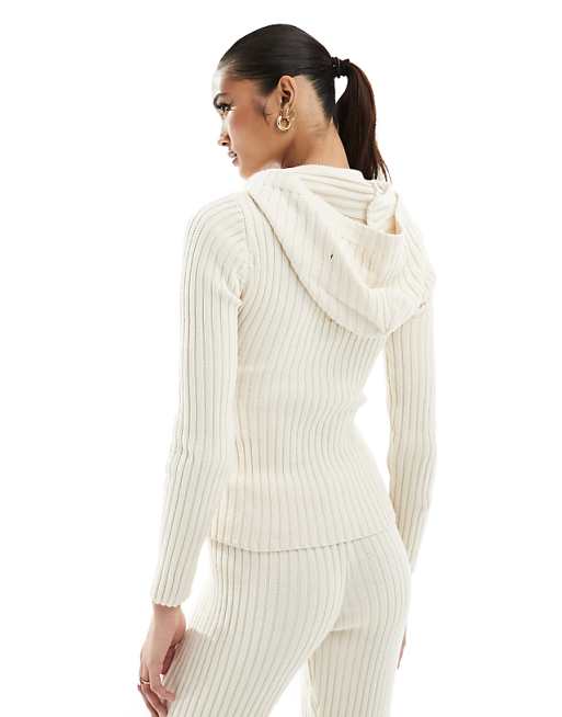Fashionkilla knit zip up hoodie sweater in cream - part of a Fashionkilla knit zip up hoodie sweater in cream - part of a
