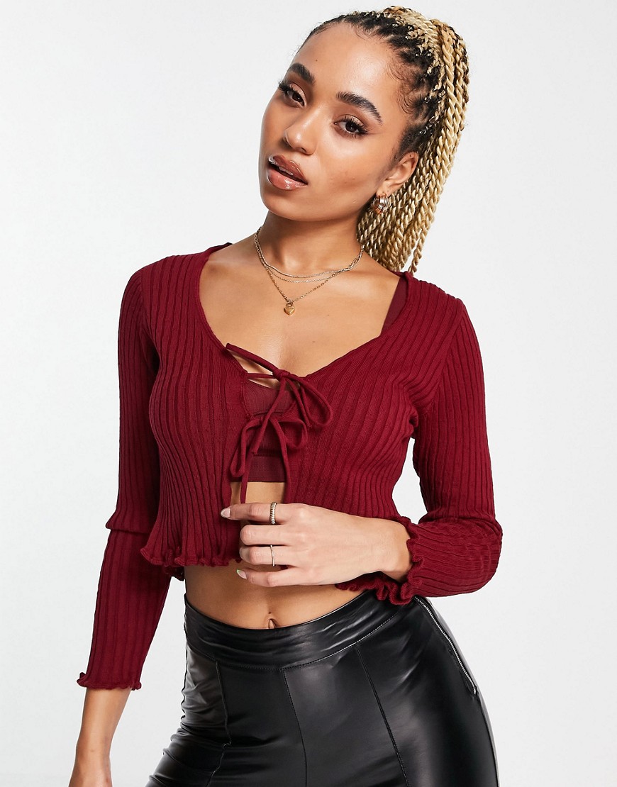 Fashionkilla knitted cardigan in berry - part of a set-Red