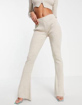 Fashionkilla knitted flares with split in ecru - part of a set
