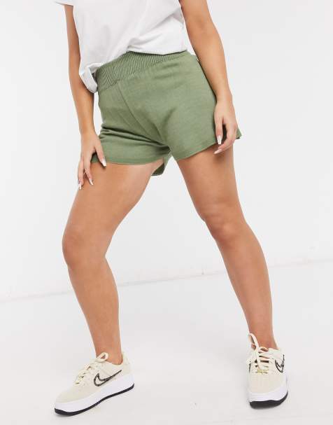 Fashionkilla knitted runner short in khaki - view 1