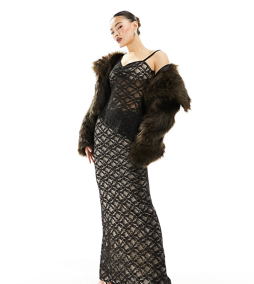 Fashionkilla Lace Overlay Maxi Skirt In Black - Part Of A Set