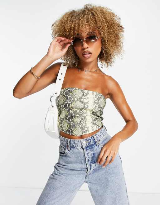 Fashionkilla leather-look corset top in snake print (part of a set)