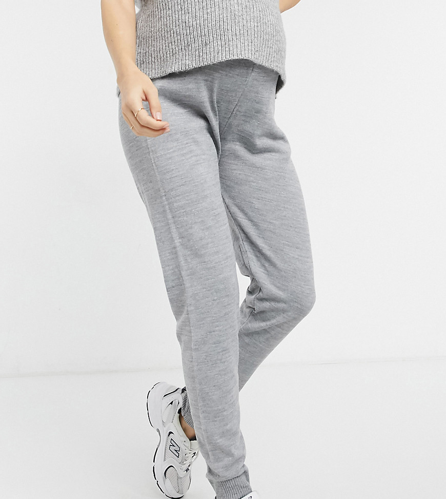 Fashionkilla Maternity knitted rib jogger in grey