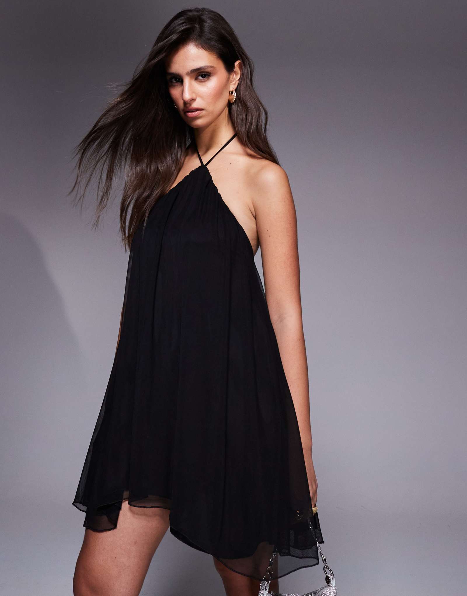 Мини-платье babydoll с многоуровневым вырезом и сетчатым верхом Fashionkilla черного цвета