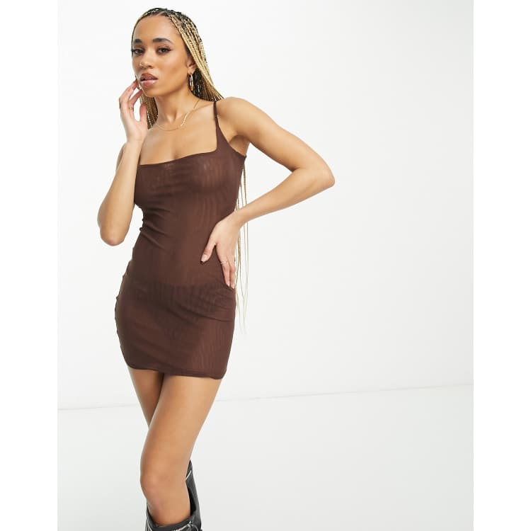 One above another bodycon sale cami dress in check mesh