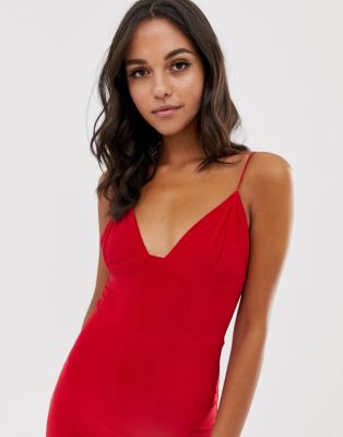 red cami mini dress