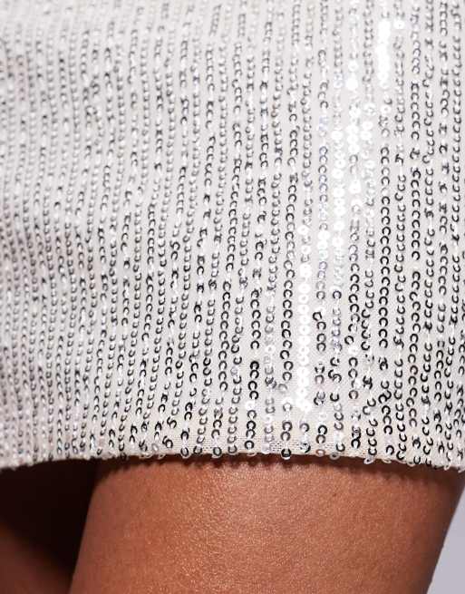 Fashionkilla - Mini-jupe ultra courte d'ensemble à sequins - Argenté, 4 de 5