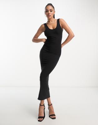 Fashionkilla - Modellierendes Maxikleid in Schwarz mit U-Boot-Ausschnitt-Black