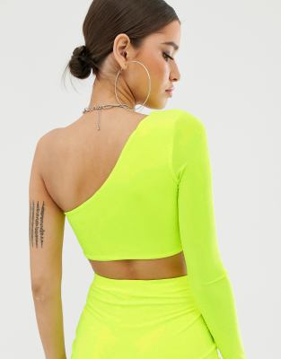 neon one sleeve crop top