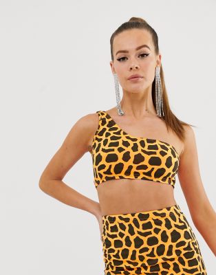 neon orange one shoulder crop top