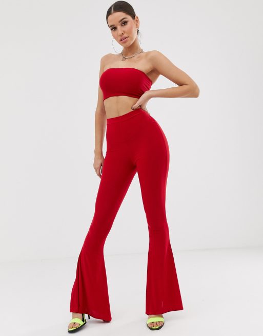 Pantalon best sale évasé rouge