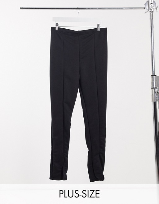 Fashionkilla Plus fitted trousers with split in black