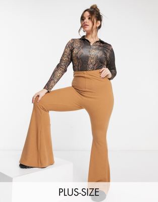 tan flare pants