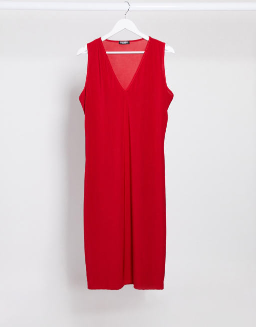 Fashionkilla Plus going out plunge front midi dress in red, 2 of 4
