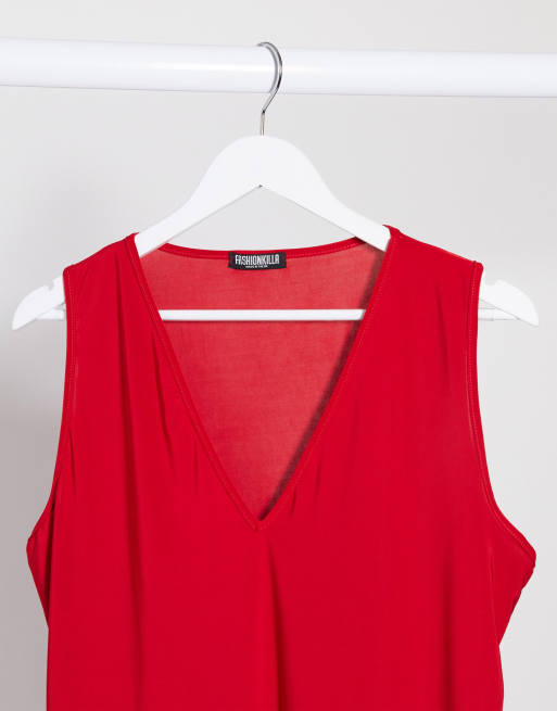 Fashionkilla Plus - Going out - Robe mi-longue décolleté plongeant - Rouge, 3 de 4