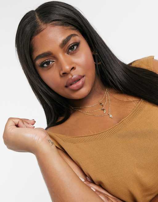 Fashionkilla Plus - Kamelbrun strikket built up-croptop, 3 af 4