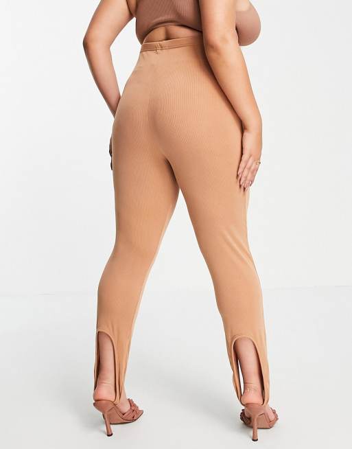 Fashionkilla Plus stirrup leggings in toffee, 2 of 4