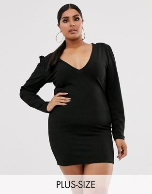 Fashionkilla Plus - Uitgaan - Diepuitgesneden mini-jurk in zwart