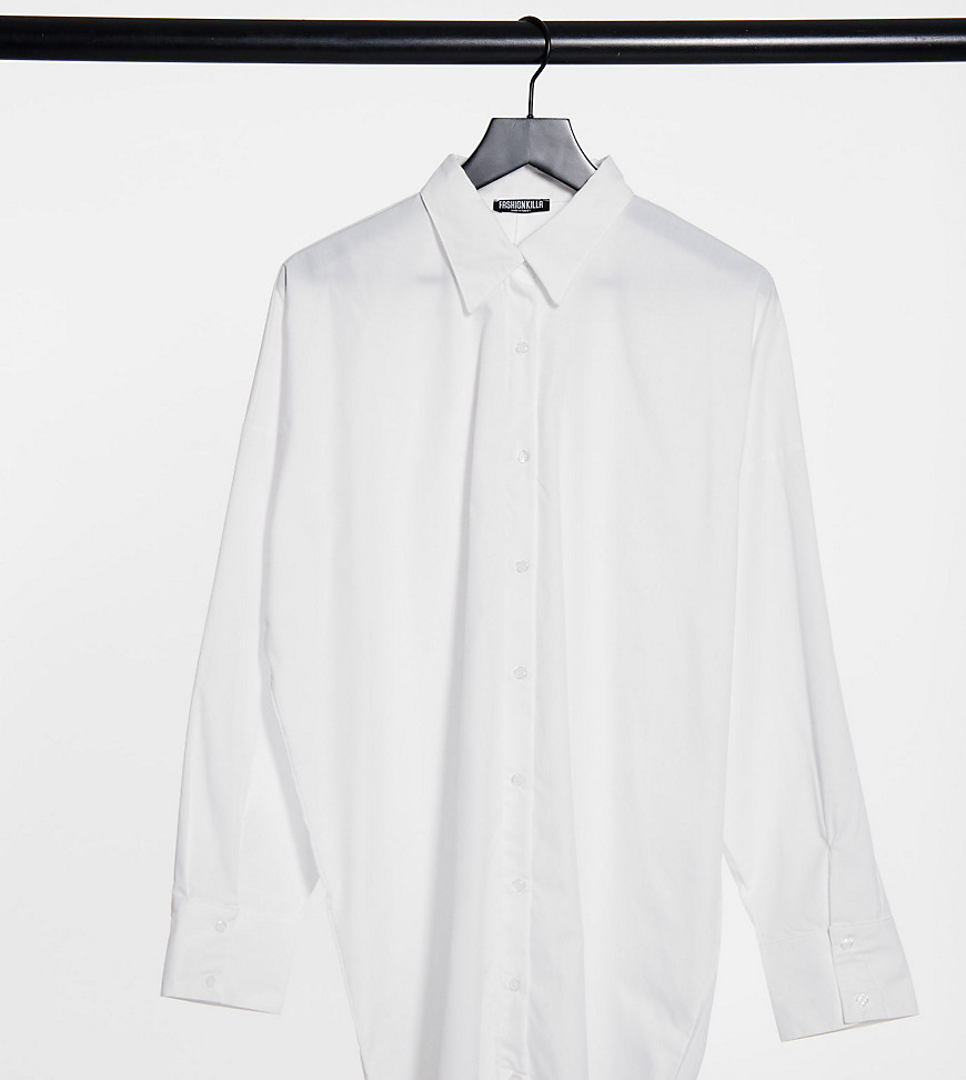 Fashionkilla Plus – Vit oversized skjorta