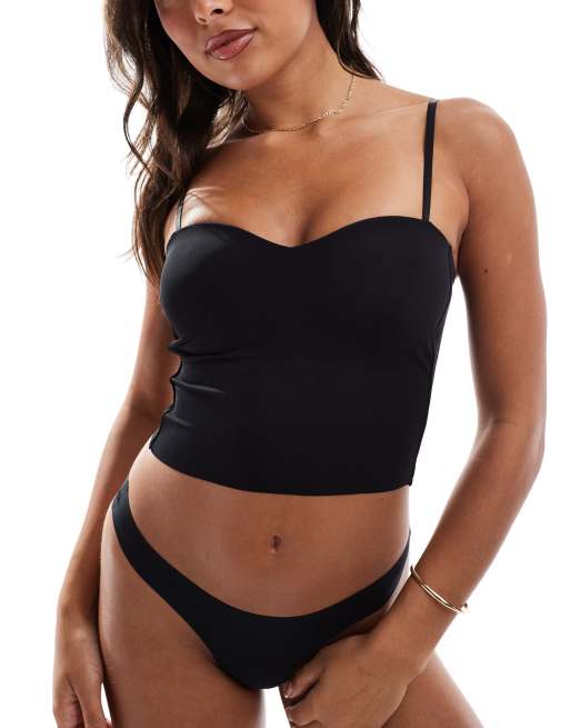 Fashionkilla - Reggiseno taglio lungo nero senza cuciture