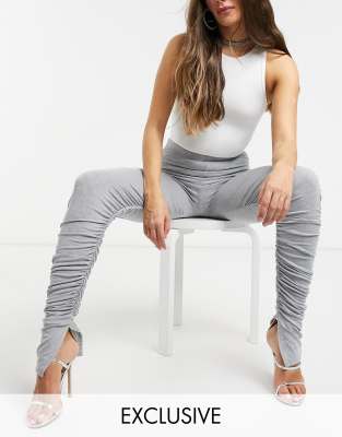 Fashionkilla ruched detail legging in grey