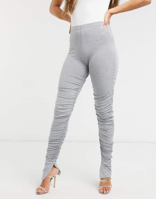 Fashionkilla ruched detail legging in grey