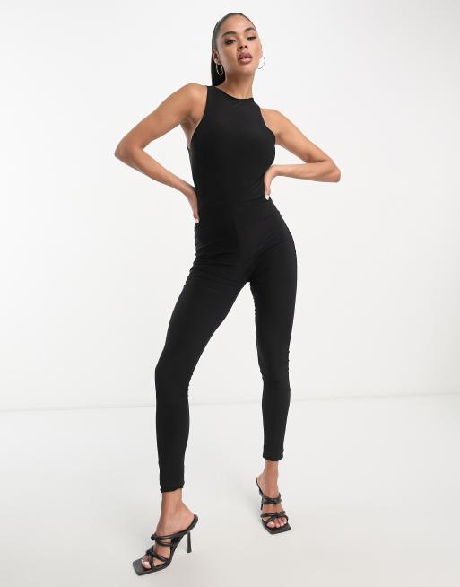 Slinky Sleeveless Flared Jumpsuit