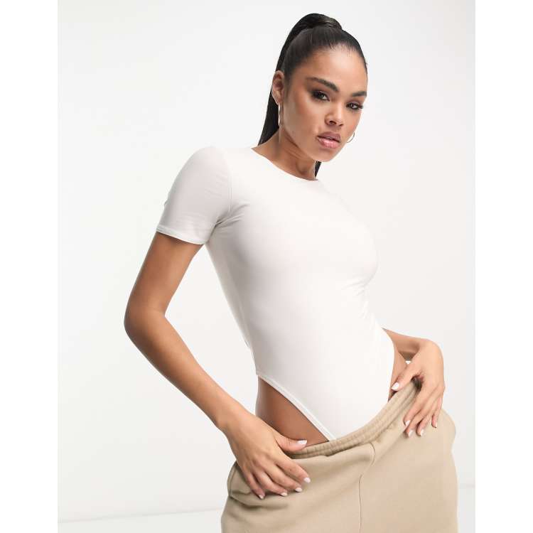 Fashionkilla sculpted t-shirt bodysuit in white |