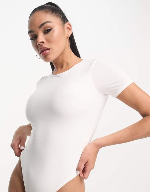 Fashionkilla sculpted t-shirt bodysuit in white