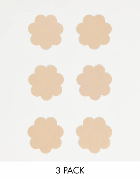 Fashionkilla – Selbstklebende Brustwarzenabdeckung in Beige im 3er-Pack - view 1