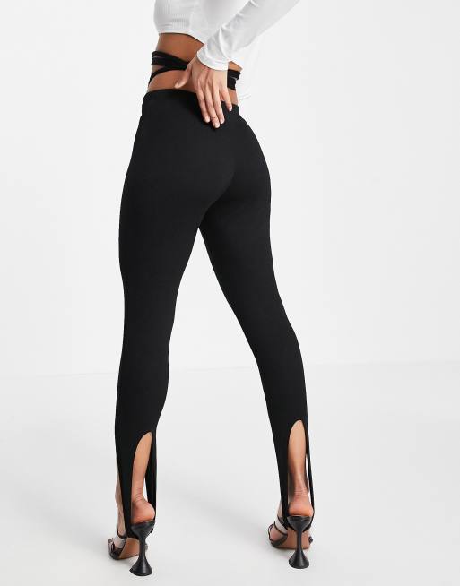 AOYLISEY Women Black High Waisted Leisure Leggings With Stirrup