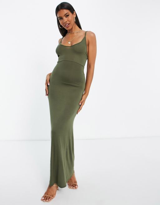 Fashionkilla – Sukienka maxi bodycon w kolorze khaki