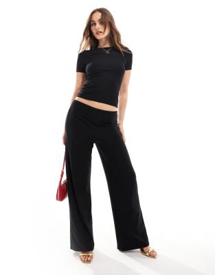 Fashionkilla Fashionkilla super soft wide leg trousers co-ord in black