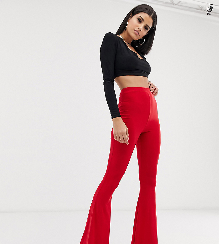 Fashionkilla Tall – Röda utsvängda byxor
