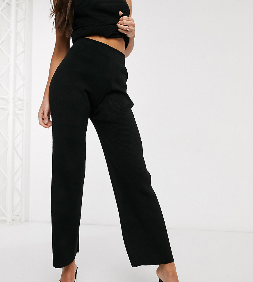 Fashionkilla Tall – Svarta stickade byxor med utsvängda ben, del av set