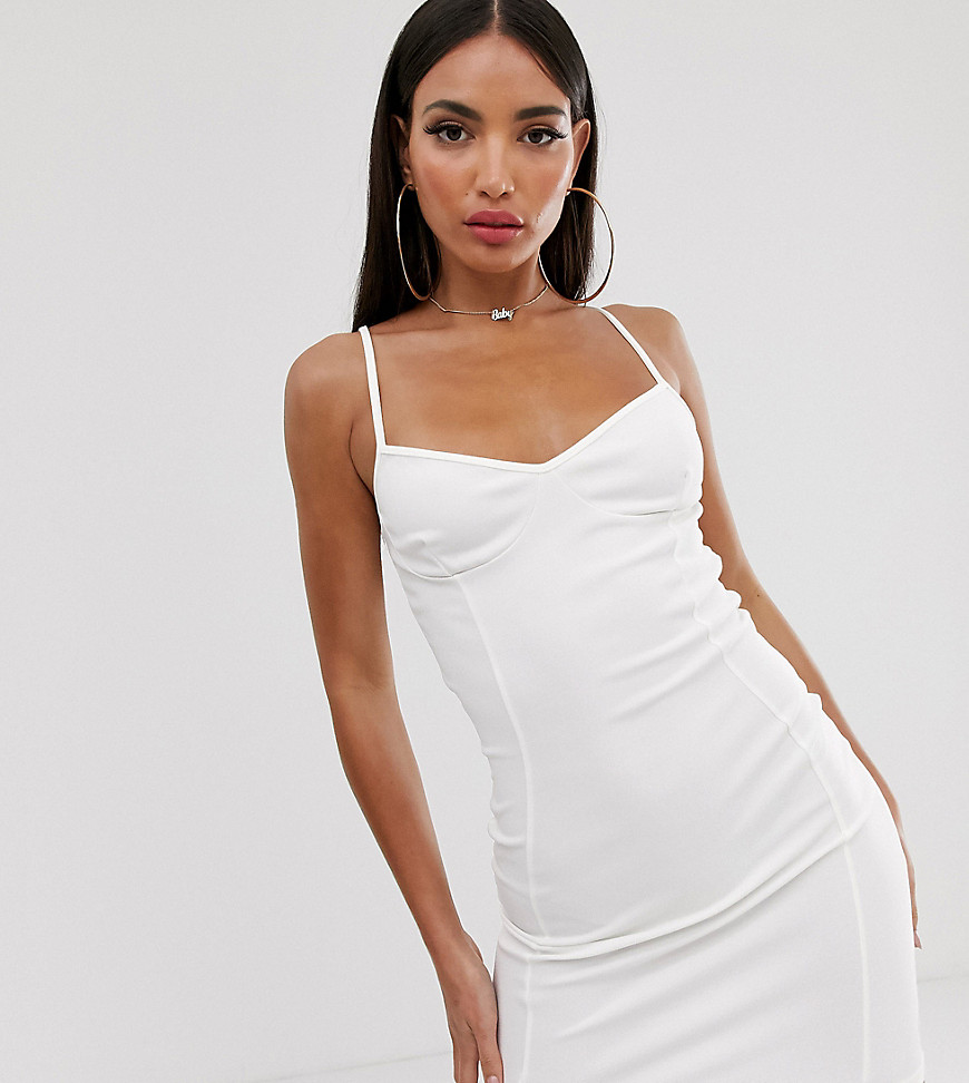 Fashionkilla Tall - Uitgaan - Cami-jurk met naden in wit