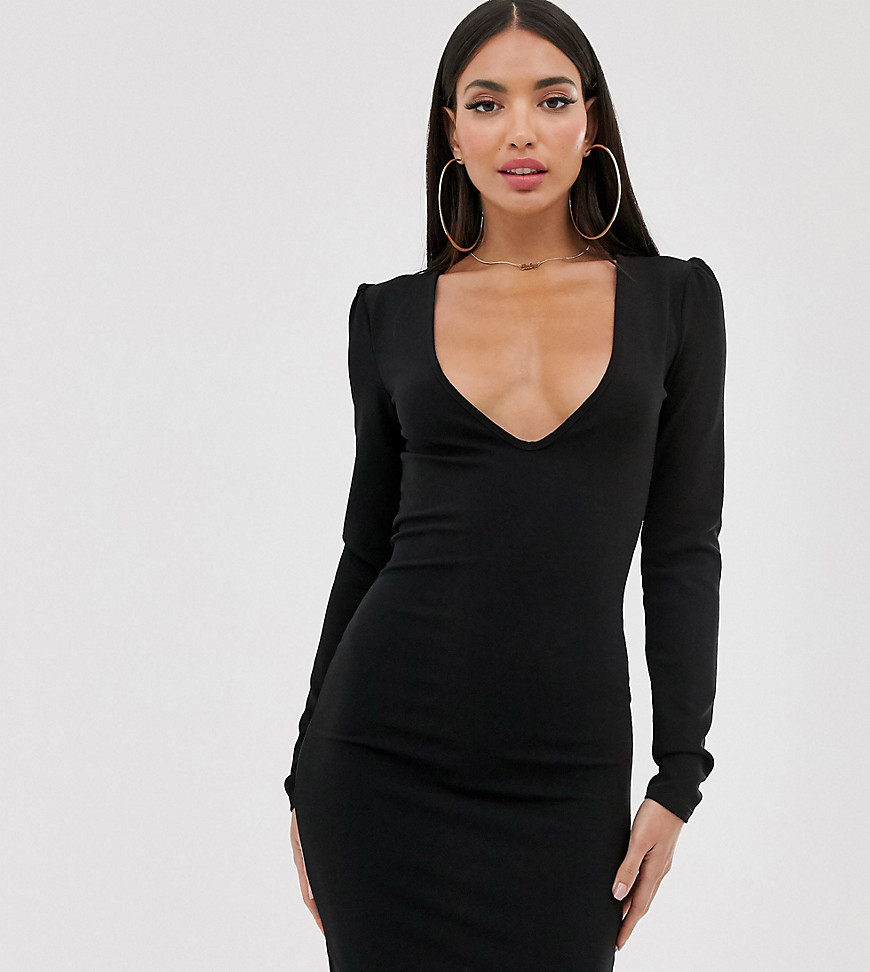 Fashionkilla - Tall - Uitgaan - Diepuitgesneden mini-jurk in zwart