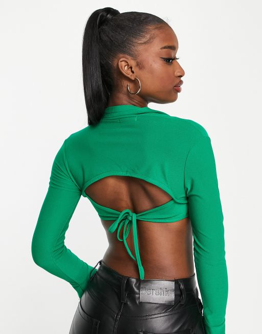 Fashionkilla under bust crop top in green part of a set ASOS