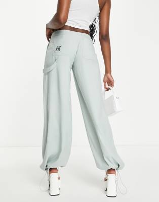 Fashionkilla utility cargo trousers in sage - ASOS Price Checker