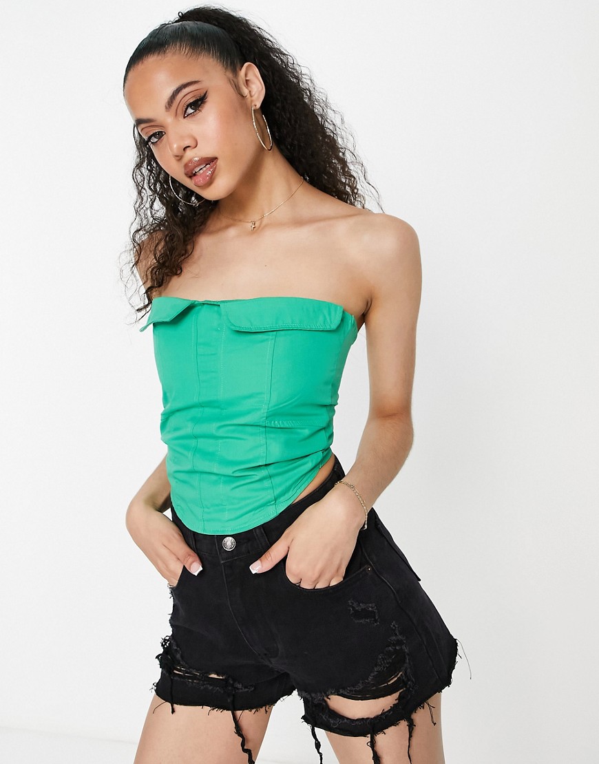 Fashionkilla utility corset top in green - part of a set