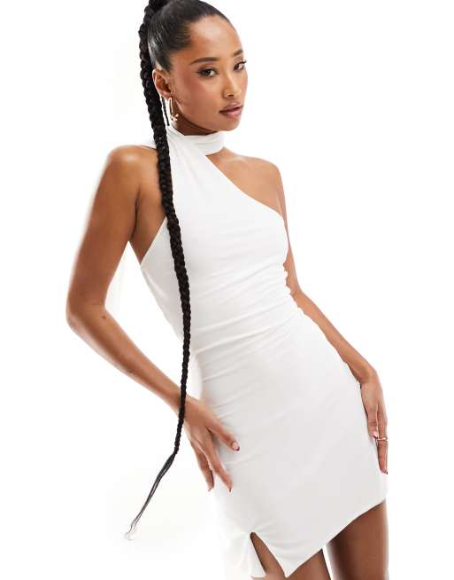 Fashionkilla - Vestito corto modellante bianco con dettaglio a collarino