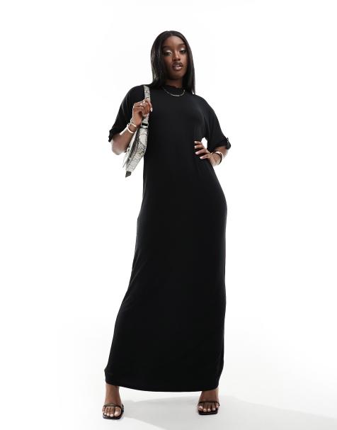 Fashionkilla - Vestito T-shirt lungo nero con fiocchi - view 1