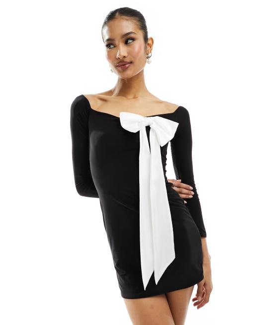 Black dress with white sleeves best sale