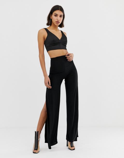 Thigh hotsell split trousers