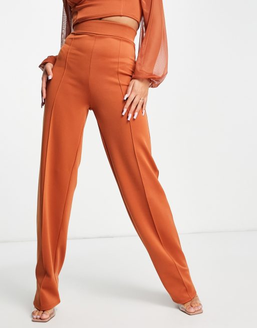 Fashionkilla wide leg trousers co ord in rust, 4 of 4