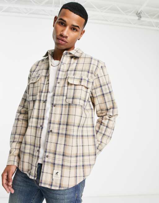 Fat Moose check shirt in ecru